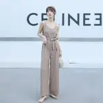 WOMEN'S SUSPENDER JUMPSUIT 闊腿連身褲女韓版吊帶連衣褲緊身顯瘦女神範休閒褲子 折扣蘋果9.12