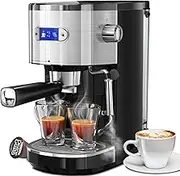 Electactic 20 Bar Espresso Machine,Semi-Automatic Espresso Machine with Milk Frother Steam Wand,Coffee Maker Machine with 40 oz Removable Water Tank for Latte &Cappuccino(Black)