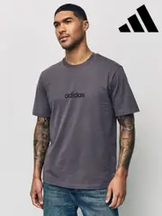 adidas Brown Essentials Linear Single Jersey 100% Cotton T-Shirt (AH4519) | $35