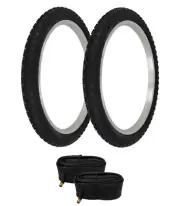 PAIR OF ALL BLACK BICYCLE PRO+ BMX TIRES W/TUBES IN 20 X 2.125 COMP III TREAD