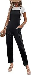 [WDIRARA] Women's Sleeveless Straps Overall Jumpsuit Straight Leg Pants with Pockets