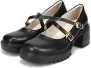 ORiental TRaffic(オリエンタルトラフィック) Women's Pumps, Strap Shoes, Thick Sole Shoes, Mary Jane Volume, Large Size, Small Size