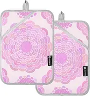 Large Pot Holder Heat Resistant Peach Vintage Floral Potholder with Pocket Hot Pot Holders Pads Oven Mitts 2 Pack