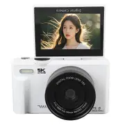 WD08-B-5K WiFi UHD Digital Camera 5K 75MP 18X Digital Zoom 3 Inch Flip Screen Camcorder with Built-in Flash White