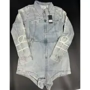 OneTeaspoon NWT Heartland Embroidered Margot Denim Jumpsuit in Size X-Small