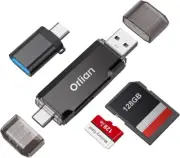SD Card Reader USB 3.0 High-Speed Dual USB A & USB C to Micro SD/SD Memory Card