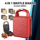 Electrova 4-in-1 Sandwich Maker Non-Stick Donut Cake Automatic Waffle Maker -RED