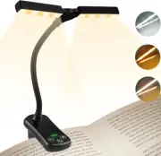 LED Book Light w/Flexible Clip 3 Modes USB Rechargeable Lamps for Book Reading