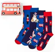 [Urban Eccentric] Unisex London Socks Gift Set | Gift | 4 Pairs | Cotton Rich Socks | Premium Socks | Novelty | Gifts, Multicolour, One size