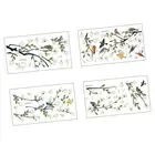 4Pcs Flowers Bird Decals Home Decoration Magnolia Tree Branch Wall Stickers
