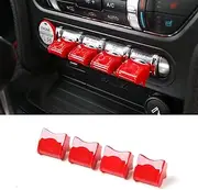 Center Console Dashboard Button Switch Cover Trim Compatible with Ford Mustang 2015-2020 Interior Accessories (Red)