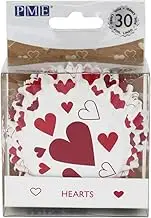 PME Hearts Foil Lined Cupcake Cases - 30 Pack,White