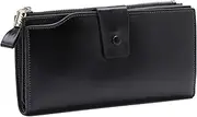 [SKUZA] Wallet,Card Bag,Men Ladies Clutch Coin Card Holders Female Long Hasp Wallet Leather Wallets Women Big Capacity Zipper Purses (Blue) (Color : Black)