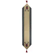Northlight 80" Blue and Brown Burlap and Plaid Reindeer Christmas Table Runner