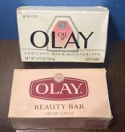 VINTAGE Olay Bar Soap Lot Of 2 - 1990 Oil Of Olay White 4.75 Oz & 2.75 Oz Beauty