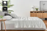 Ovela 150GSM Cotton Flannelette Bed Sheet Set (Light Grey), Bed Sheets, Bed &