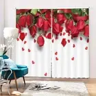 Petal Red Romantic Love 3D Curtain Blockout Photo Printing Curtains Drape Fabric