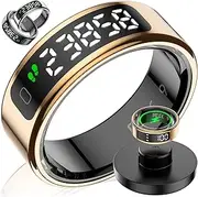 Smart Ring with LED Display Screen, Fitness Tracker Smart Rings for Women Men, Health Ring for iOS & Android, Sleep Tracker Ring Compatible with Heart Rate, SpO2, Sleep, Step (Rose Gold, 13)
