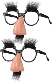 [KONTONTY] 2pcs Beard Glasses Funny Halloween Glasses Halloween Party Eye Glasses Funny Sunglasses for Adults Funny Glasses for Adults Halloween Sunglasses for Adults Black Plastic