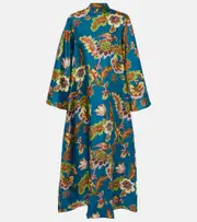 [La DoubleJ] La DoubleJ Magnifico printed silk midi dress UK 14 beige