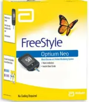 Optium Neo Freestyle Blood Glucose Monitor + 10 Ktone test strips HealthCo