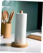 Wooden Paper Towel Holder Stand - Kitchen Paper Hanger Rack Cylindrical