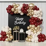 Burgundy Balloon Garland Arch Kit 146Pcs Burgundy and Sand White Metallic Gold Balloons for Maroon Wedding Valentines Day Baby Shower Birthday Party Decorations