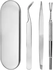 Sarini 4-Piece Stainless Steel Tick Removal Tool Set 1 Piece Exquisite Box 1 Piece Two Clips 1 Piece Tick Removal Tweezers And 1 Piece Sharp Rake Pet Dog Cat Tick Removal Tools