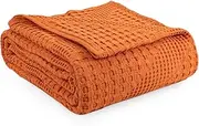 Milam London Soft Throw Blanket | 100% Cotton Throws For Armchair, Sofa, Single Bed | Sofa Blankets and Throws | Single Bedspread | Joanna Collection | Cozy Blanket, 120 x 180 cm - Burnt Orange