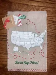 Mud Pie Santa Stop Here Tea Towel