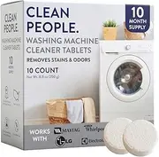 Clean People Washing Machine Cleaner - Eco Friendly Washer Machine Cleaner Tablets for Removing Odor, Grime & Scale Buildup - Front Load and Top Load Laundry Machine Cleaner - 10 Count