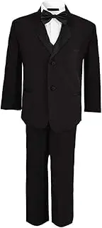 [Rafael] Boys Tuxedo with Vest, Shirt, and Bow Tie - Black or White