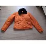 全新  日本品牌 毛領橘色飛行夾克外套鋪棉外套 毛領可拆 F SIZE