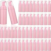 50 pcs 2oz/60ml Foam Pump Bottle Lash Shampoo Bottles Travel Foam Pump Bottle Empty Pink Plastic Refillable Mini Soap Dispenser for Hand Sanitizer Liquid (Pink)
