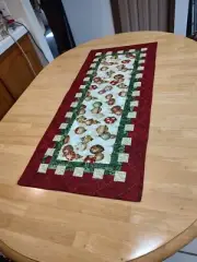 NEW Quilted Christmas Table Runner 18" x42", Gold Metallic Accents