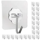 24 Pack Reuseable Wall hooks Self adhesive sticky picture hangers stick on hooks