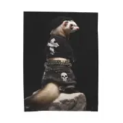 Velveteen Plush Blanket Ferret Rocking Cyber Punk Gothic Grunge Outfit Funny