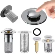 Sink Strainer Stainless Steel Washbasin Plug Pop-Up Bouncing Core Stopper Filter