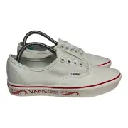 VANS Men's Penn x ComfyCush Authentic 'Blanc De Blanc Red' White Sneakers 7.5/8
