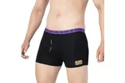 Mens Cotton Modal Boxer Briefs Black/Purple