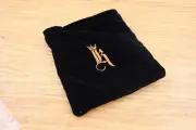NEW LINKS & KINGS Black Velour Lined Golf Valuables 7" Draw String Pouch Bag