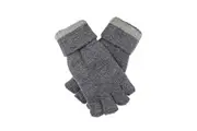 Dents Mens Thinsulate Lined Fingerless Knit Gloves with Rollover Cuff - Navy Marle