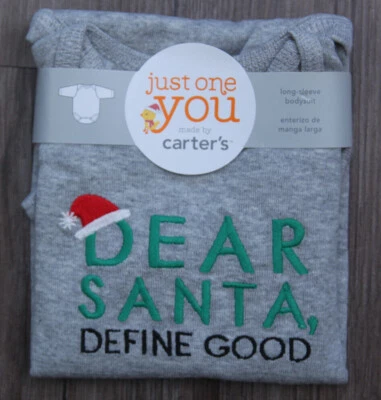 Carter's Just One You Baby Boy Bodysuit ~ Dear Santa, Define Good ~Christmas ~6M