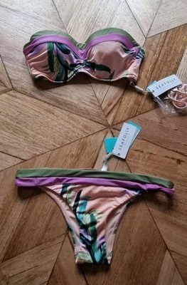 Seafolly - Womens Las Palmas Bustier & Brazilian Bikini - Size 12 AUS & 8 US