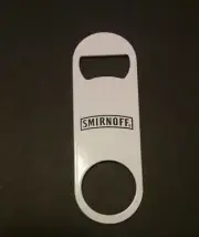 Smirnoff Vodka White Metal Beer Bottle Opener Barware Drink Bar Ware Breweriana