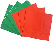 Green Red Serviettes Napkins 33cm,40Pcs Christmas Party Paper Disposable,Beverage Luncheon Decorative Solid Colour Dinner Napkin Cocktail 2 Ply for Bar,Restaurant