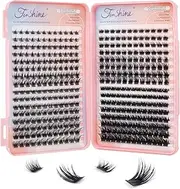 Fenshine Cluster LashesIndividual Lashes Wide Stem C/D Curl 9-15mm Length DIY Eyelash Extension Individual Soft False Lashes for Personal Use at Home (Mix 9-16mm, Eyelashes Books)
