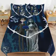 a1213 Corpse Bride Duvet Cover Set, 3 Piece Bedding Set 86x70" Double Sided Printing Decorative Comforter Cover Set (1 Duvet Cover + 2 Pillow Shams)
