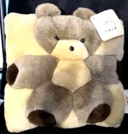 Vintage T.W.I.E Brown Panda Bear Plush Pillow NWTS