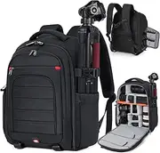 Lubardy Camera Bag Camera Backpack for DSLR SLR 15.6 Inch Laptop Camera Backpack for Photographers Anti-Theft Travel Camera Case Photography Backpack with Waterproof Rain Cover, Tripod Holder, Black
